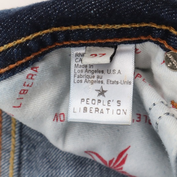 People's Liberation Jeans Womens 27 Amy Skinny Boot Cut Low Rise Dark Denim Y2K - Picture 2 of 11